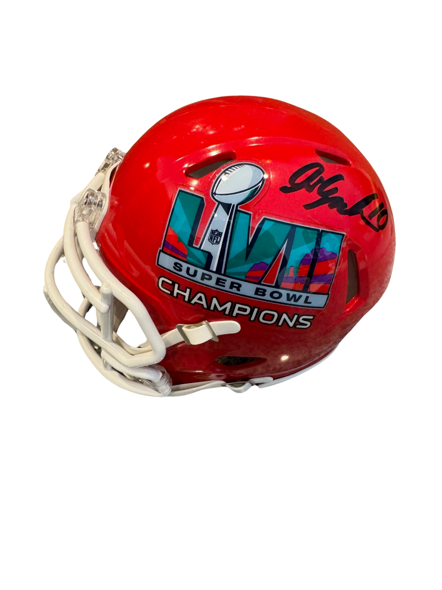 Isiah Pacheco Signed Kansas City Mini Football Cheifs Helmet (PIA & JSA) Super Bowl LVII