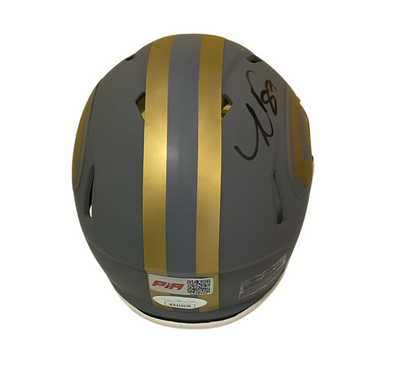 Romeo Doubs Signed Green Bay Mini Football Slate Helmet (PIA & JSA) Black Signature