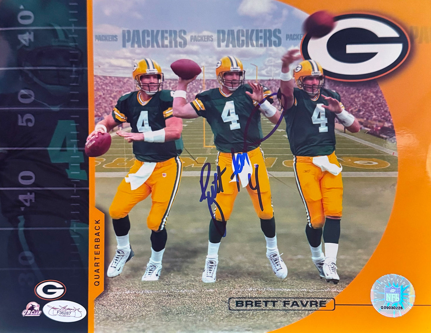 Brett Farve Green Bay Autographed Photo 8x10 JSA