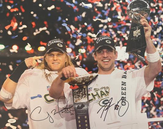 Aaron Rodgers & Clay Matthews Signed 16x20 Green Bay Autographed Photograph JSA