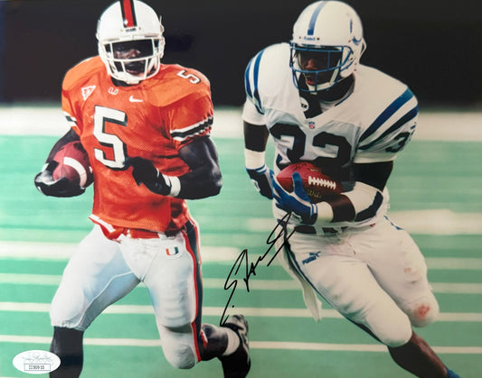 Edgerrin James Indianapolis / Miami Autographed Photo 8x10 JSA