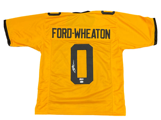 Bryce Ford-Wheaton Custom West Virginia Autographed Football Yellow Jersey (JSA & PIA)