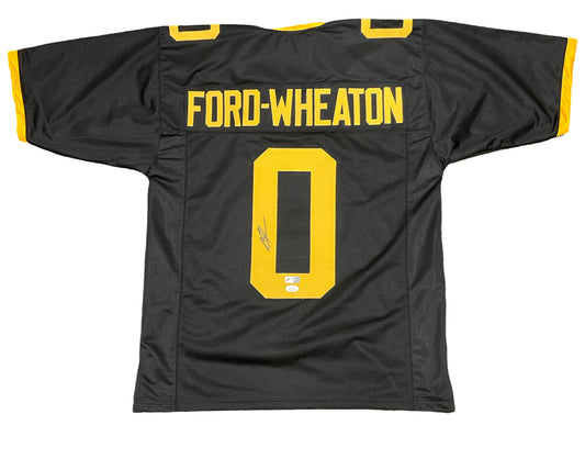 Bryce Ford-Wheaton Custom West Virginia Autographed Football Black Jersey (JSA & PIA)