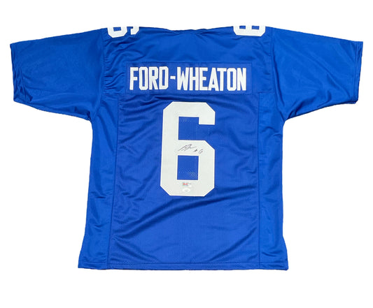 Bryce Ford-Wheaton Custom New York Autographed Football Blue Jersey (JSA & PIA)