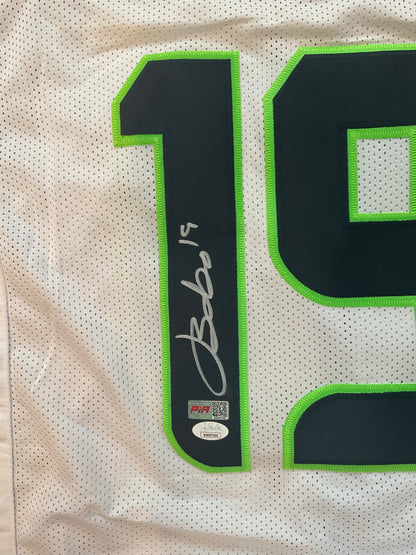 Jake Bobo Signed Seattle White Football Jersey (JSA & PIA)