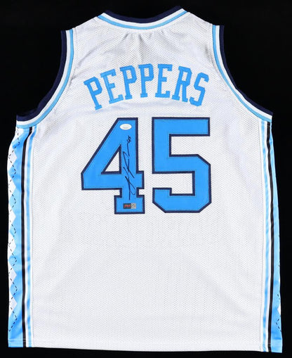 Julius Peppers Signed North Carolina Custom Autographed White Basketball Jersey