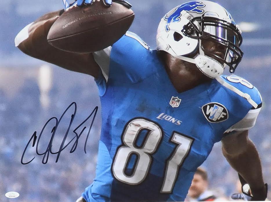 Calvin Johnson Signed 11x14 Detriot Autographed Photograph JSA