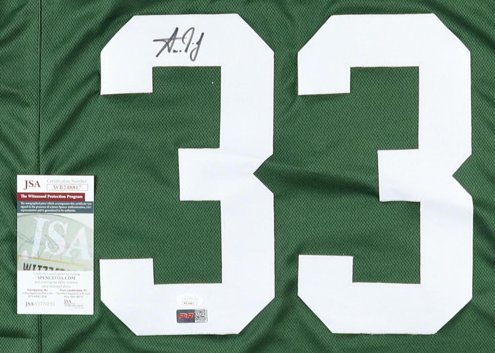 Aaron Jones Signed Green Bay Custom Autographed Green Football Jersey PIA JSA