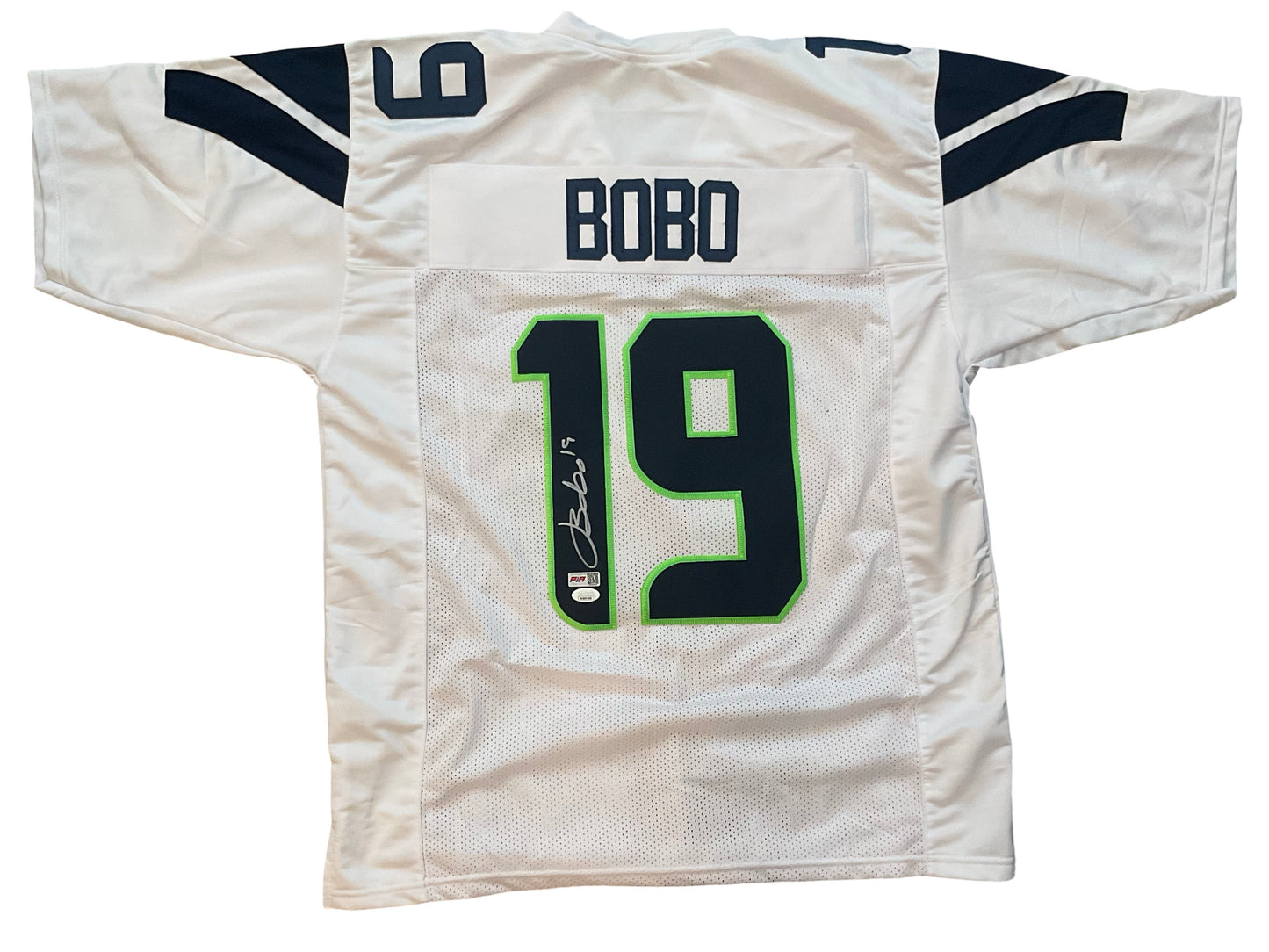 Jake Bobo Signed Seattle White Football Jersey (JSA & PIA)