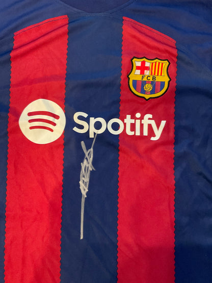 Ansu Fati Custom Barcelona Autographed Red/Blue Jersey (PIA)