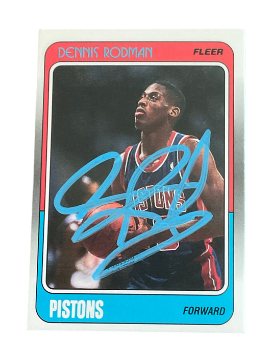 Dennis Rodman Signed Rookie Card PIA Blue ink REPRINT