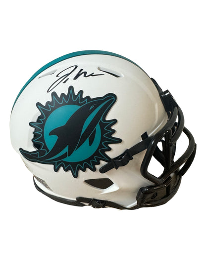 Jaylen Waddle Miami Signed White Lunar Mini Football Helmet (PIA/JSA)