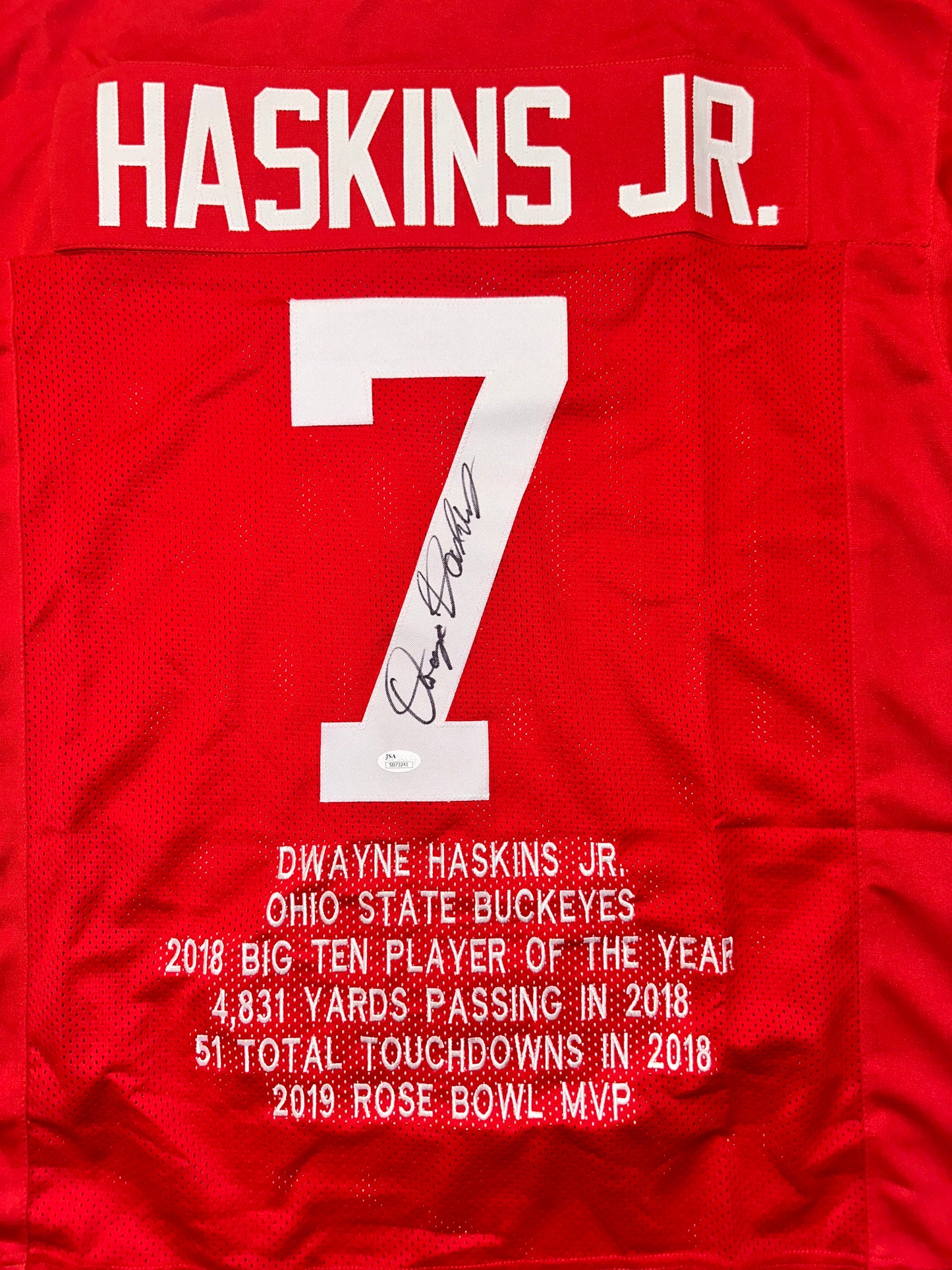 Dwayne Haskins Jr.  Custom Embroidered Autographed Football Jersey (PIA/JSA)