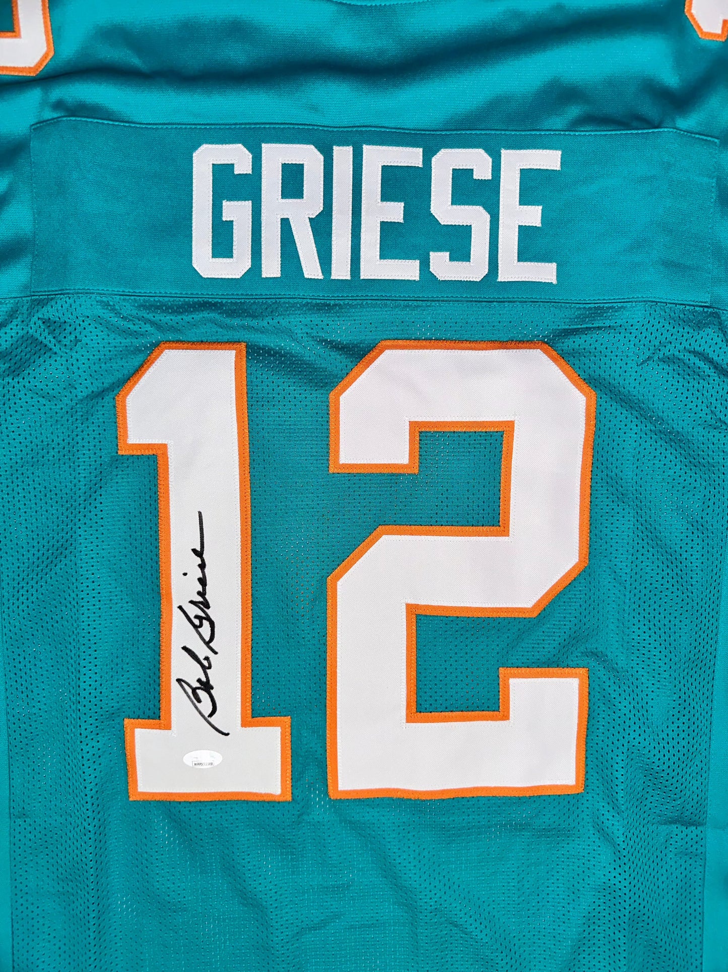 Bob Griese Custom Miami Autographed Football Jersey (JSA)