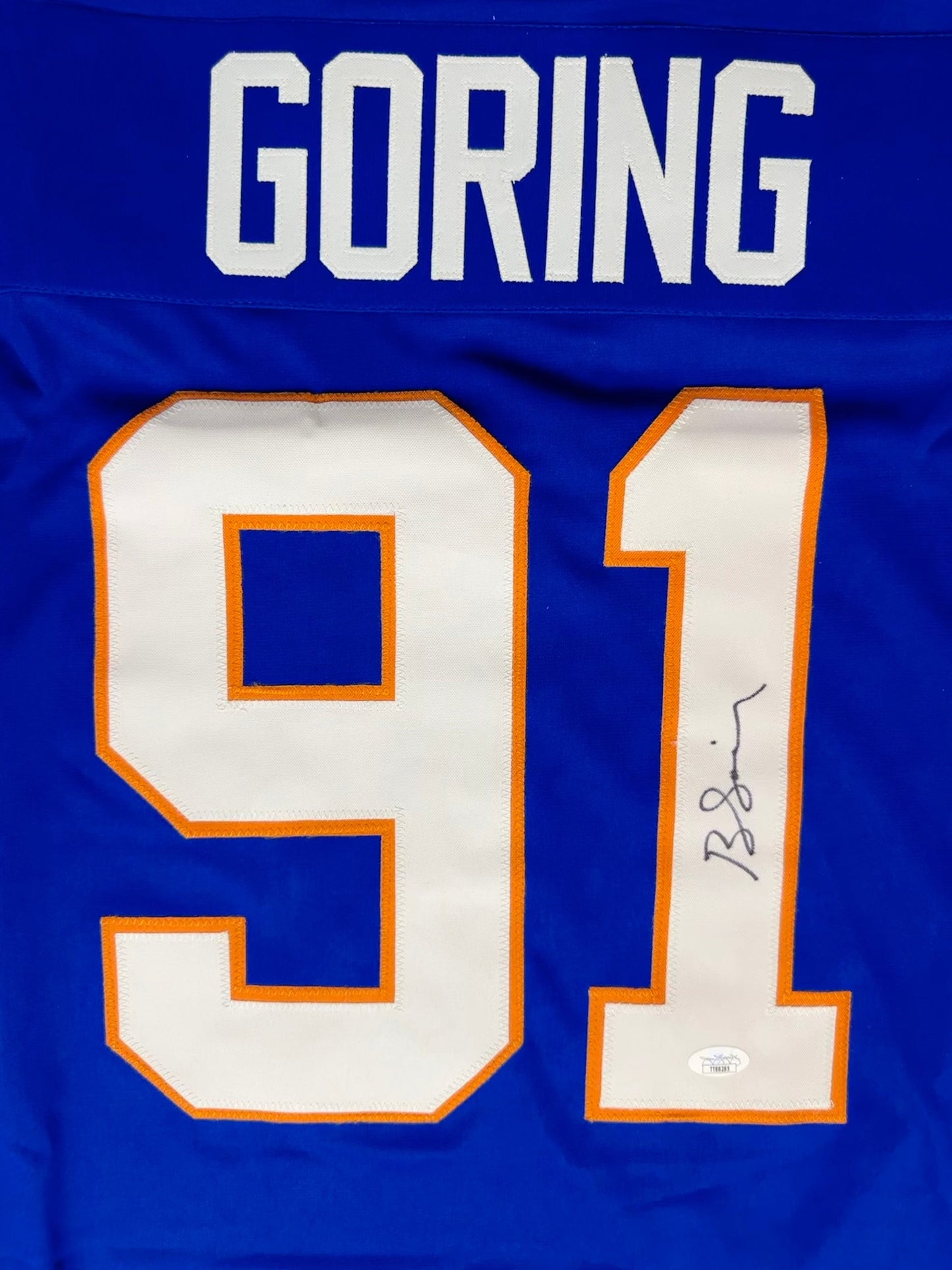 Butch Goring Custom New York Autographed Hockey Jersey (JSA)