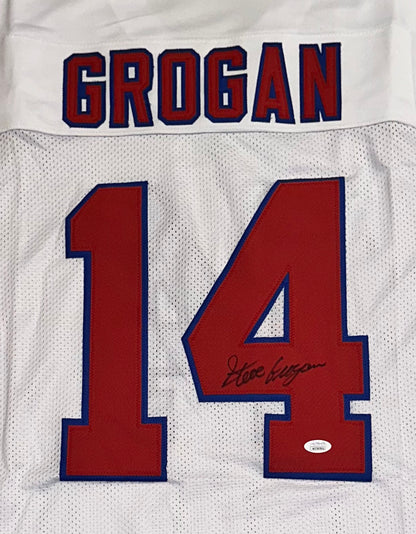 Steve Grogan Custom New England Autographed Football Jersey (JSA)