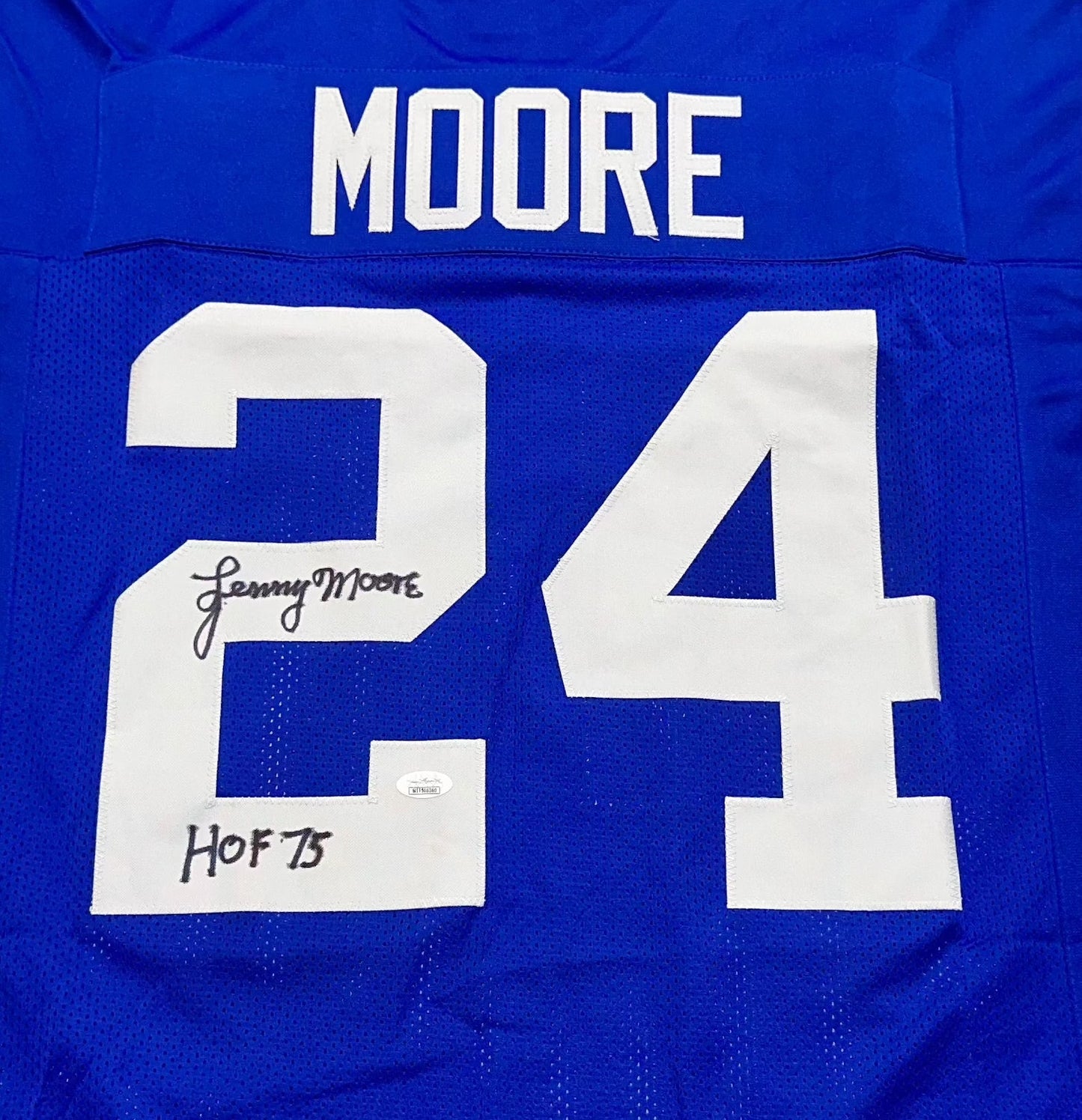 Lenny Moore Custom Indianapolis Autographed Football Jersey (JSA)