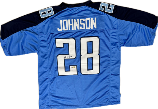 Chris Johnson Custom Tennessee Autographed Football Jersey (PIA)