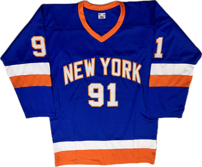 Butch Goring Custom New York Autographed Hockey Jersey (JSA)