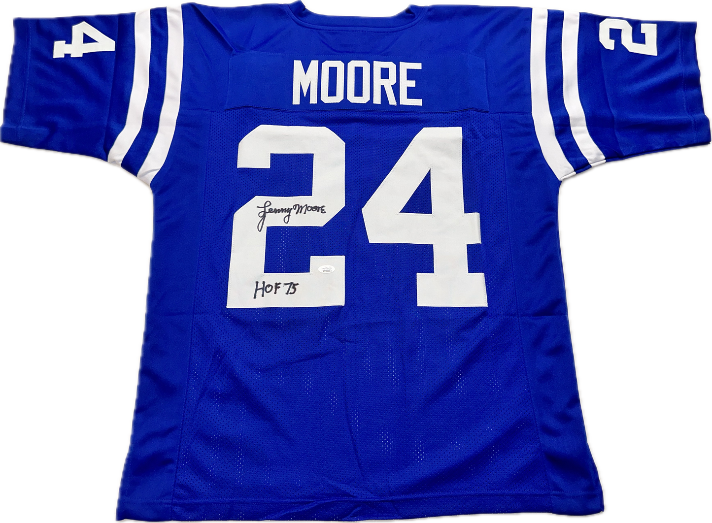 Lenny Moore Custom Indianapolis Autographed Football Jersey (JSA)