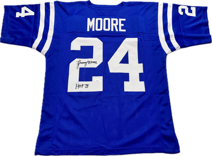 Lenny Moore Custom Indianapolis Autographed Football Jersey (JSA)