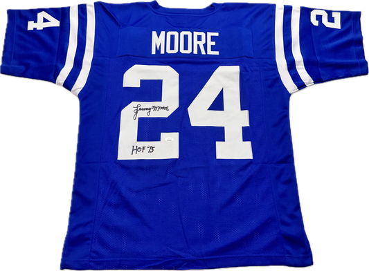 Lenny Moore Custom Indianapolis Autographed Football Jersey (JSA)