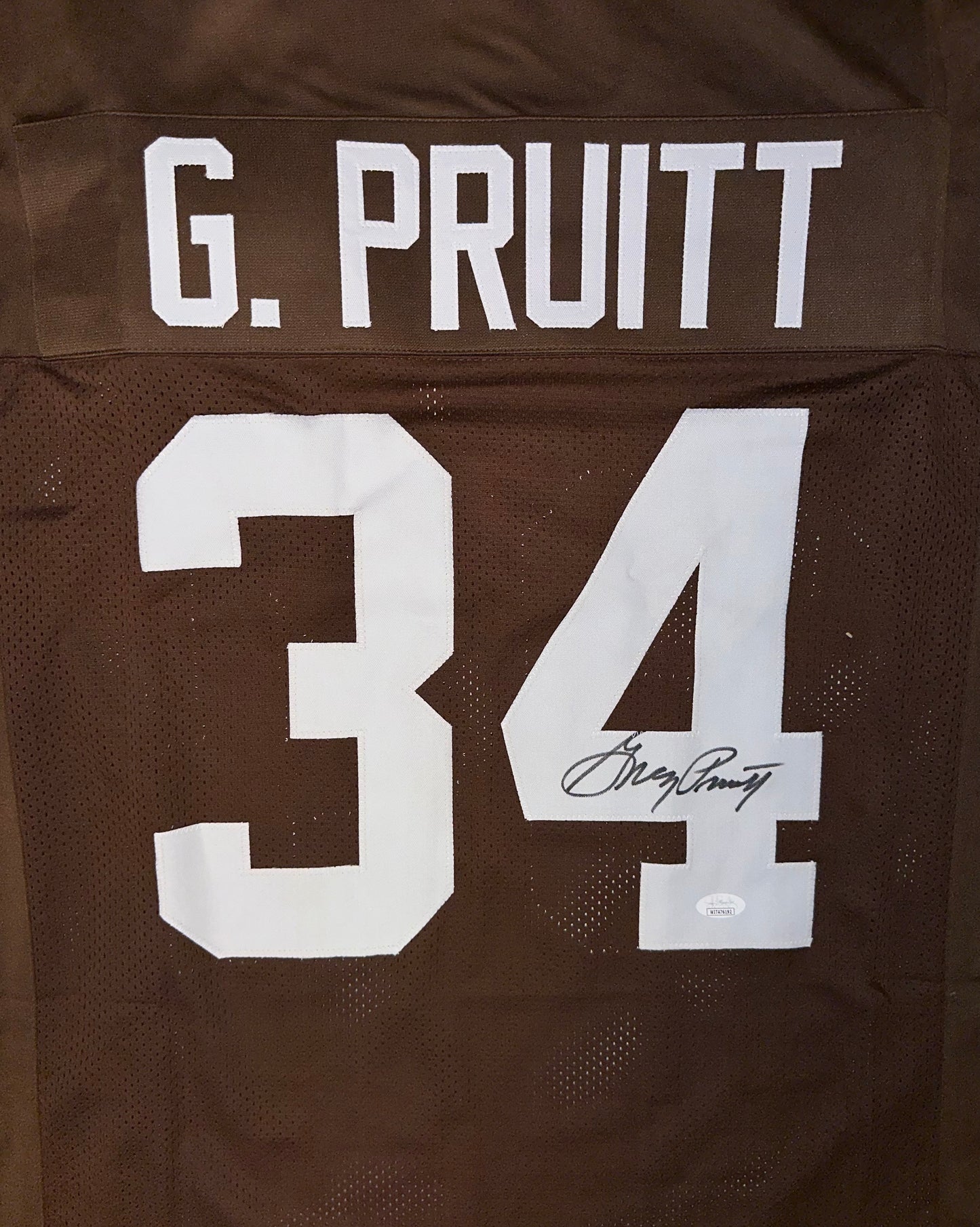 Greg Pruitt Custom Browns Autographed Football Jersey (JSA)