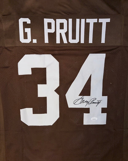 Greg Pruitt Custom Browns Autographed Football Jersey (JSA)