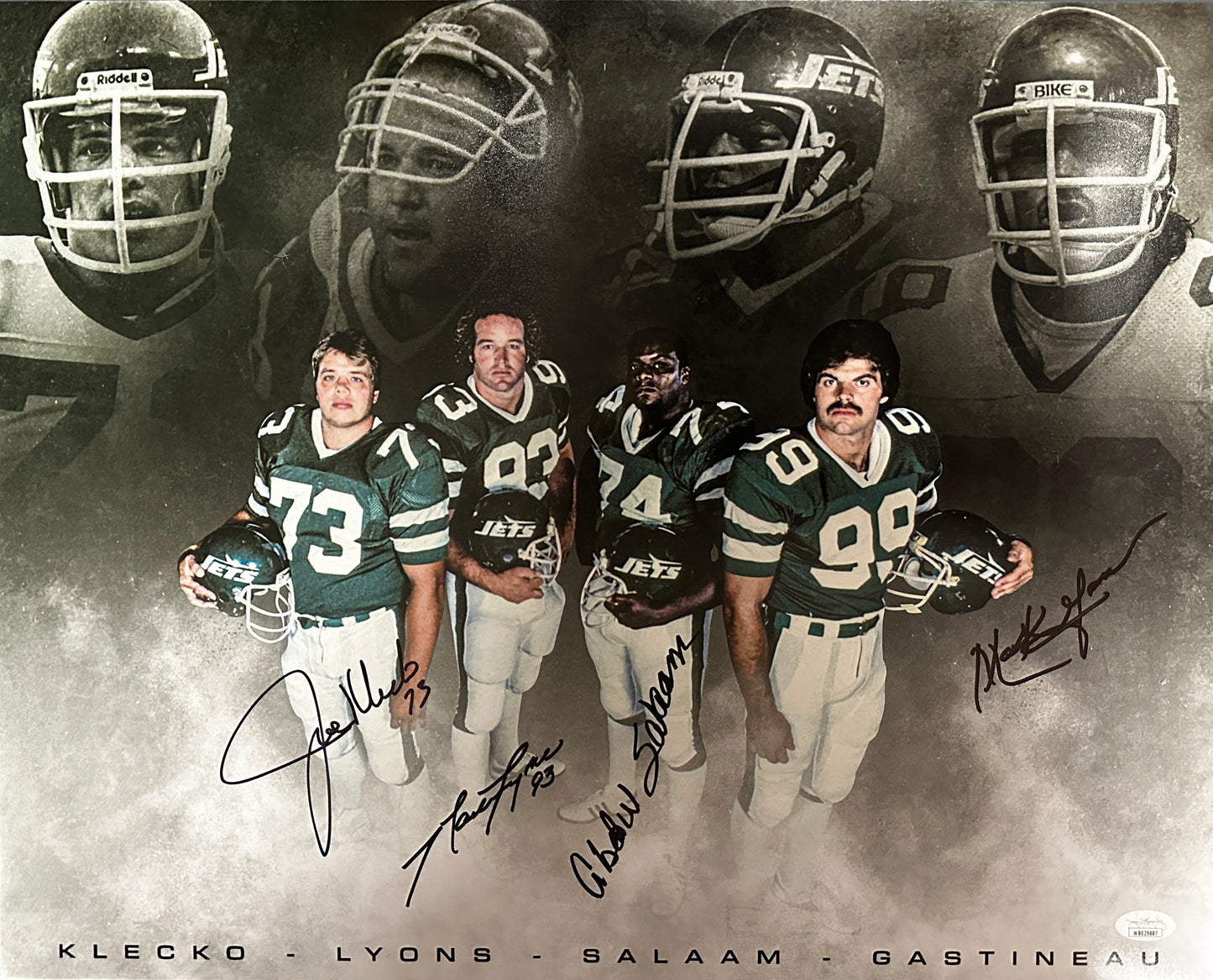 Sack Exchange Klecko Lyons Salaam Gastineau Signed 16x20 Autographed Photo New York Jets  (PIA)