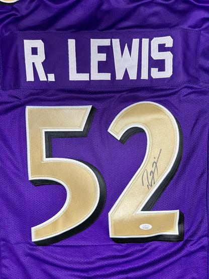 Ray Lewis Custom Baltimore Autographed Football Jersey (JSA)