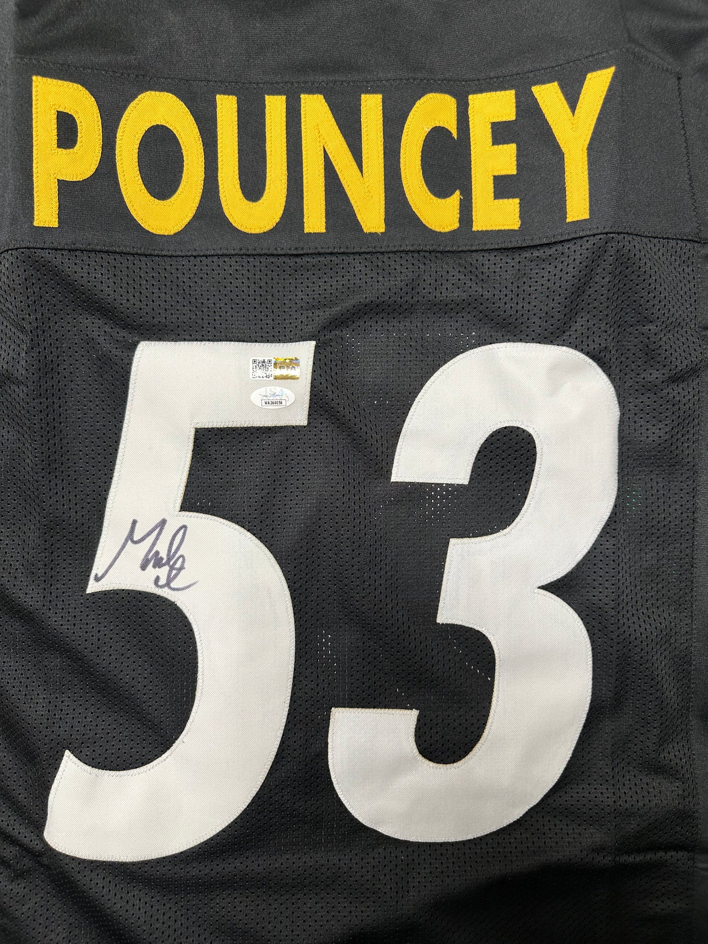 Marquise Pouncey Autographed Pittsburgh Custom Black Football Jersey (PIA/JSA)