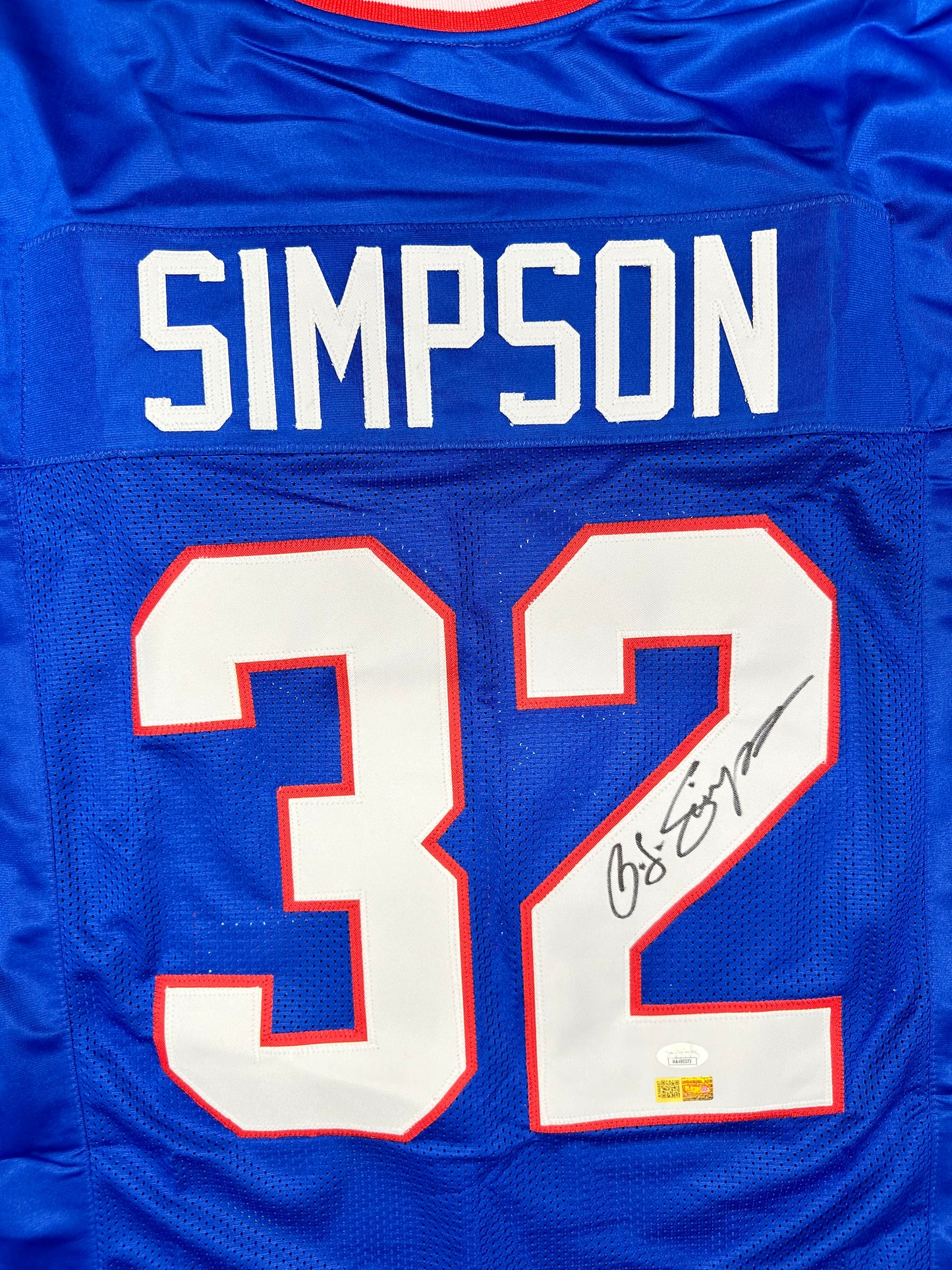 O.J. Simpson Signed Buffalo Blue Custom Football Jersey (PIA/JSA)