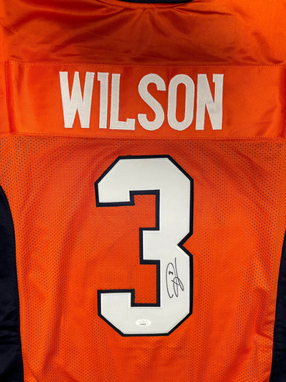 Russell Wilson Autographed Denver Custom Orange Football Jersey (JSA)