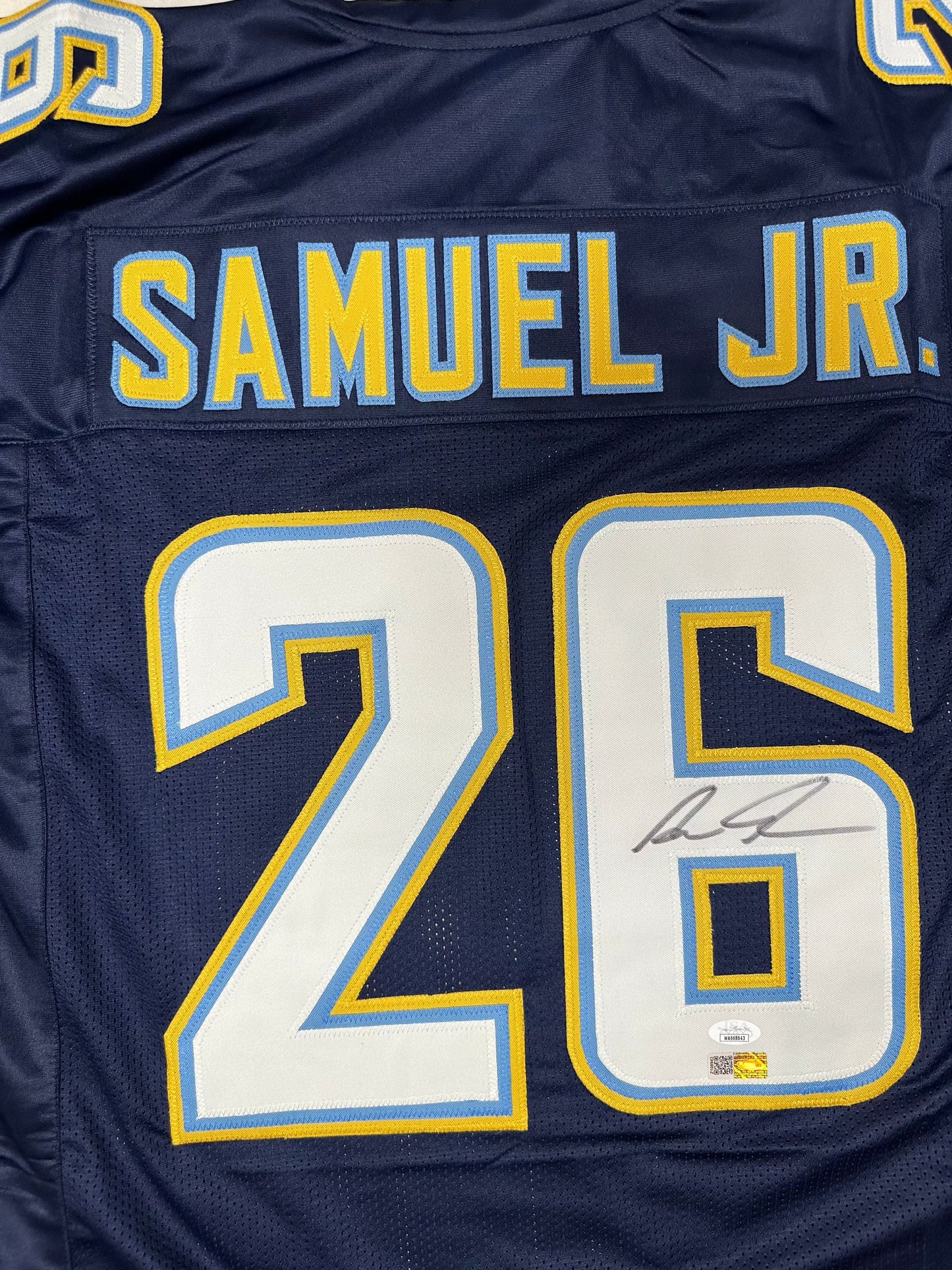 Asante Samuel Jr Los Angeles White Custom Autographed Football Jersey (PIA/JSA)