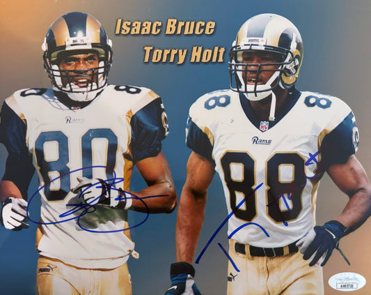 Isaac Bruce and Torry Holt Los Angeles Autographed Photo 8x10 JSA