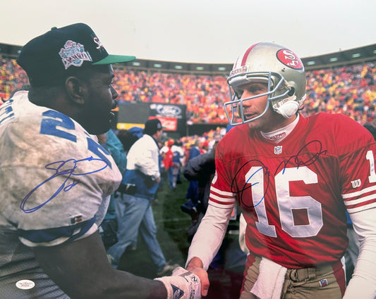 Joe Montana & Emmitt Smith Signed 16x20 San Francisco & Dallas Autographed Photograph JSA