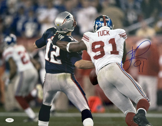 Justin Tuck Signed 16x20 New York Autographed Photograph JSA