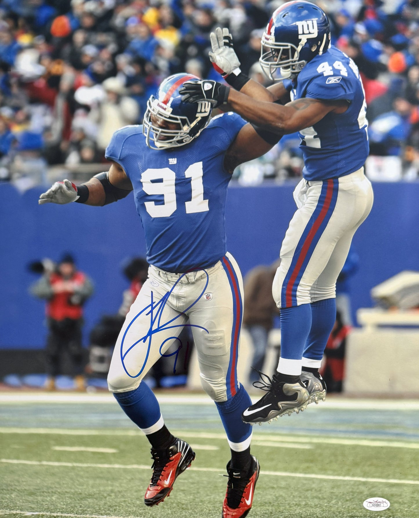 Justin Tuck Signed 16x20 New York Autographed Photograph JSA