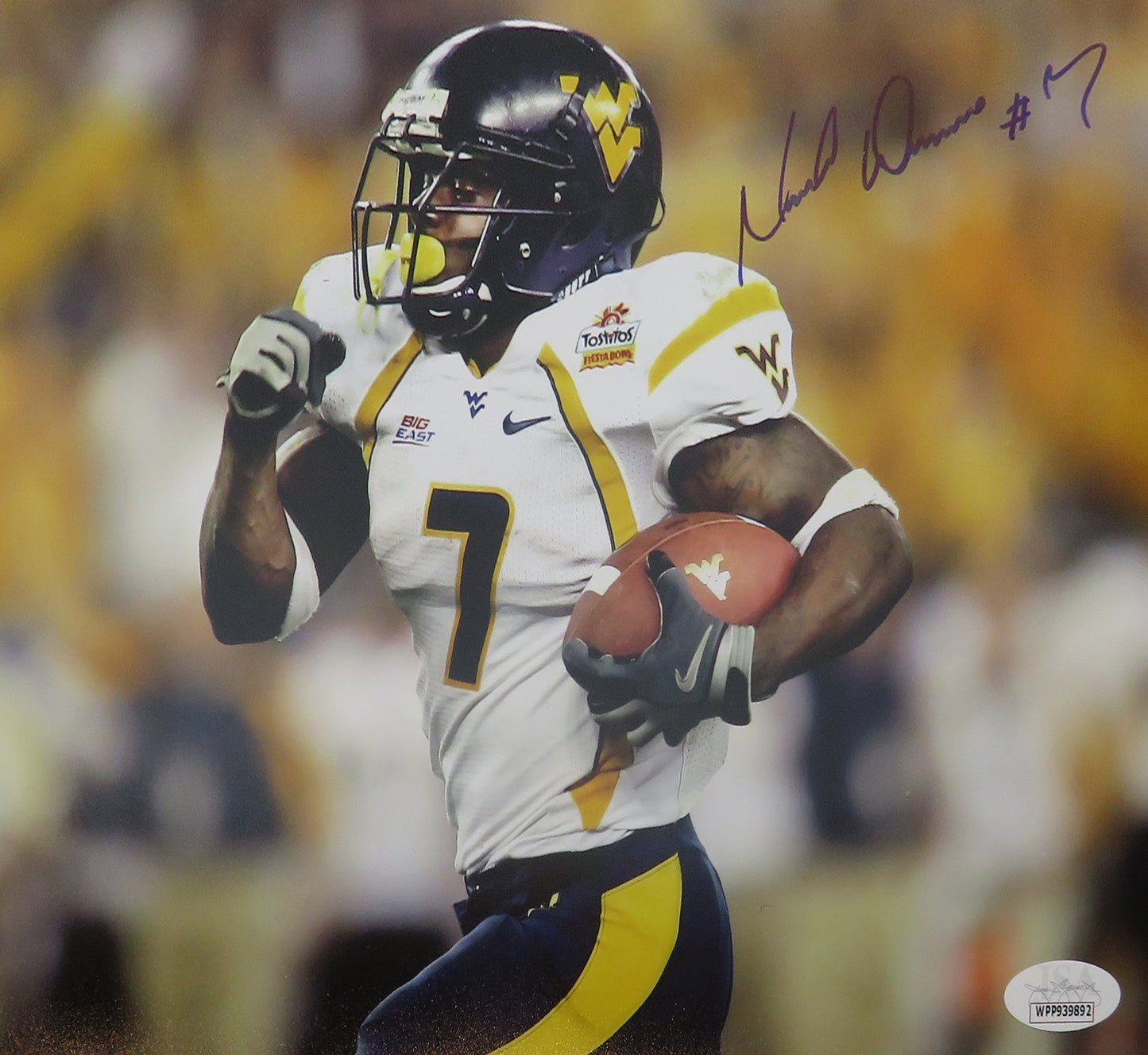 Noel Devine West Virginia Autographed Photo 8x10 JSA