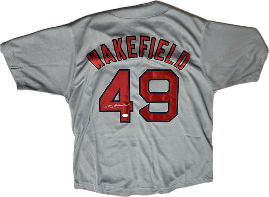 Tim Wakefield Signed Custom Clevland Autographed Baseball Jersey (JSA)