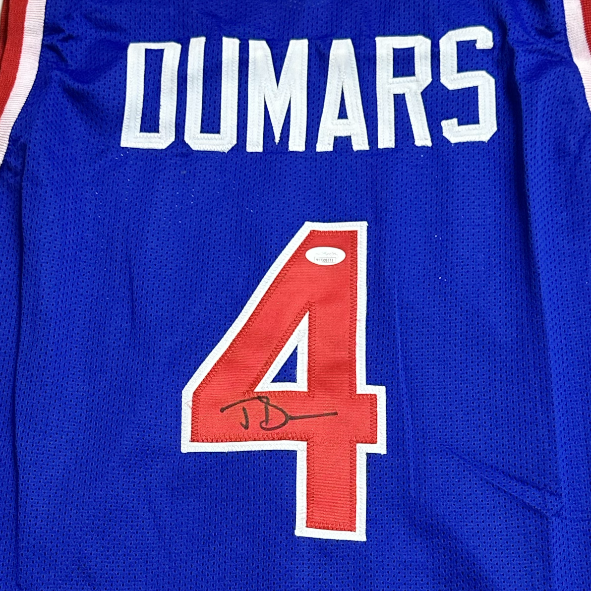 Joe Dumars Autographed Detriot Custom Basketball Jersey (JSA)