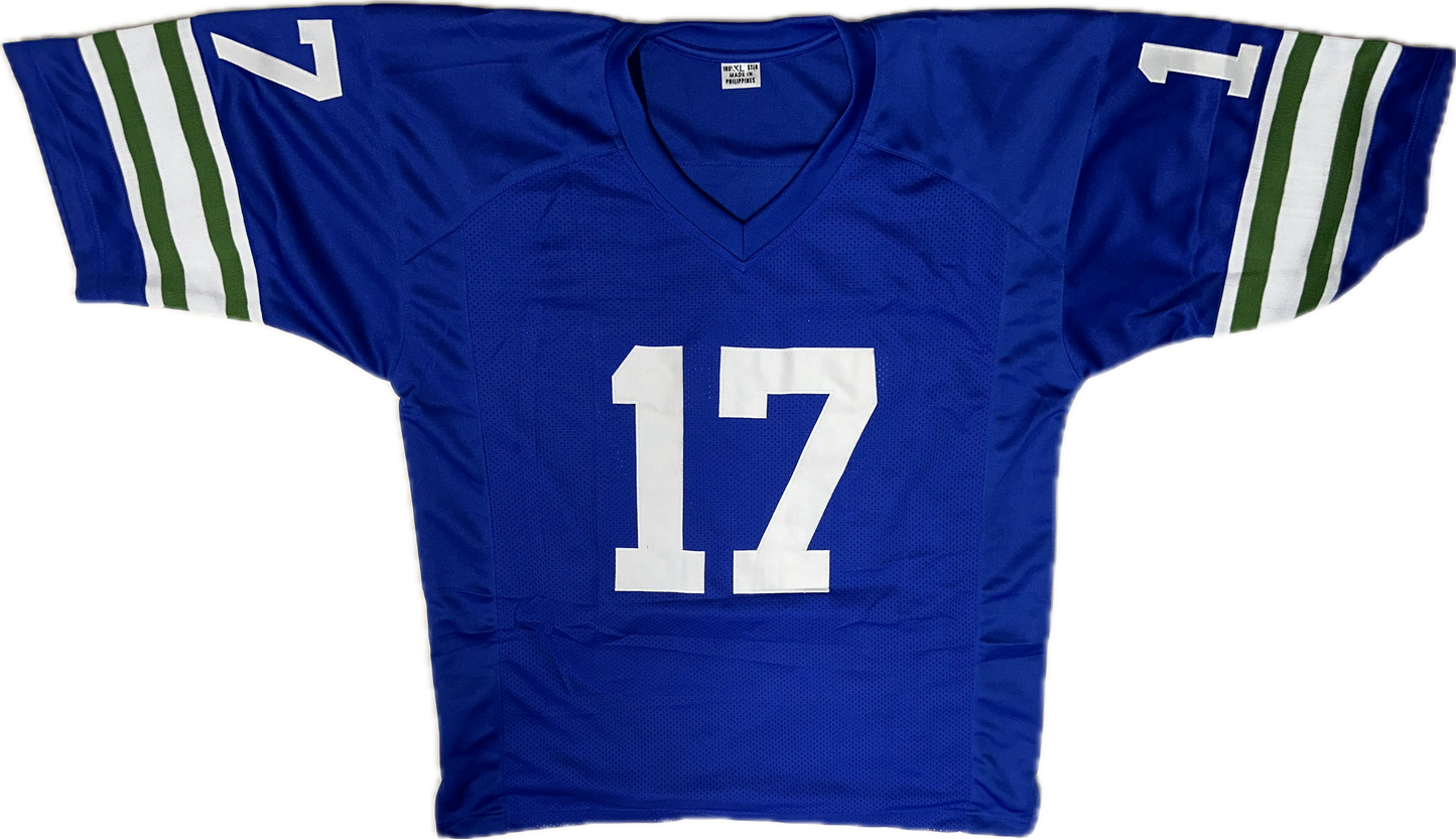 Dave Krieg Signed Seattle Custom Blue Jersey