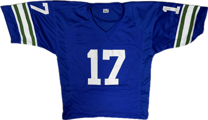 Dave Krieg Signed Seattle Custom Blue Jersey