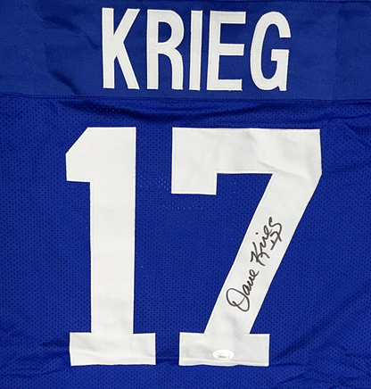 Dave Krieg Signed Seattle Custom Blue Jersey