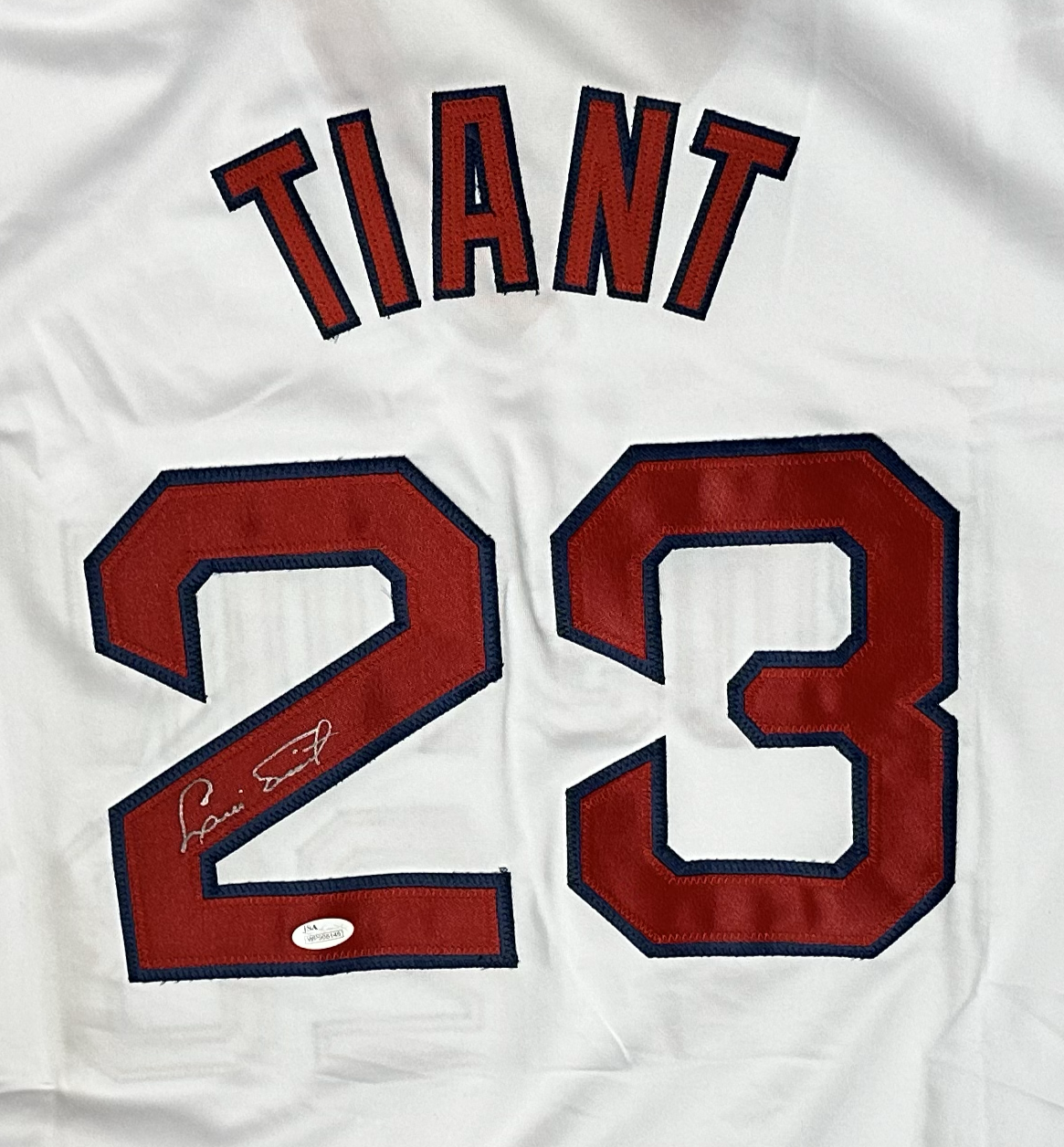 Luis Tiant Autographed Boston Custom Basketball Jersey (JSA)