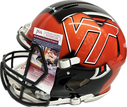 Michael Vick VT/ATL "Madden Legend/ 1st Round Pick" Collab Custom Signed Full Size Helmet Authentic Football Helmet (JSA)