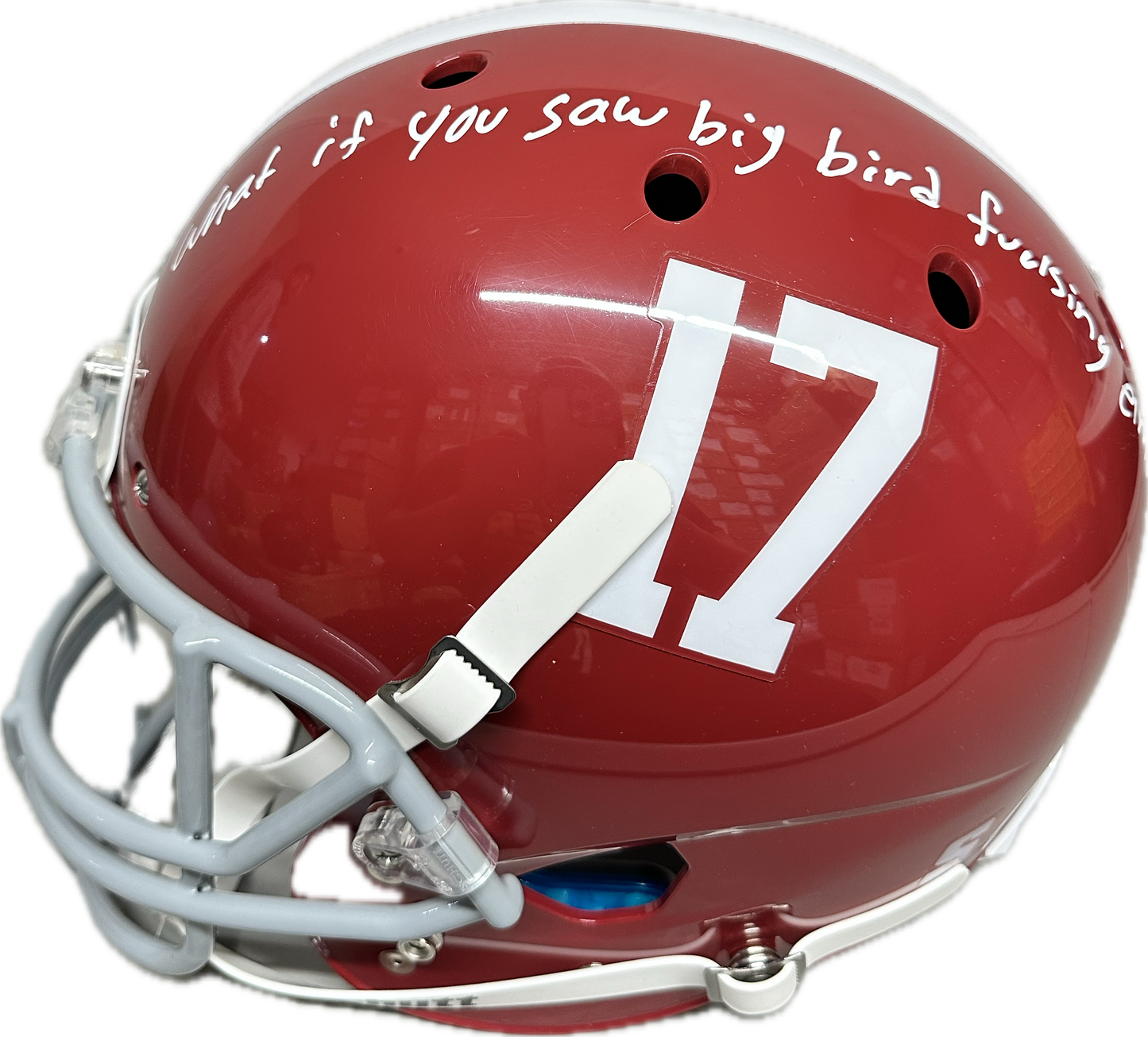 Jerry Jeudy Alabma Custom "Big Bird Elmo" Inscription Full Size Home Speed Football Helmet (JSA)