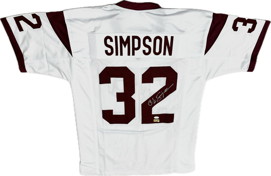 O.J Simpson Signed Custom Away White Football Jersey (PIA)