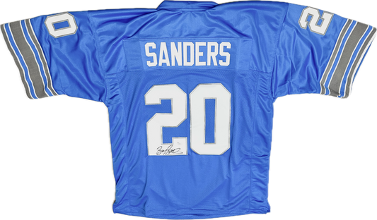 Barry Sanders Signed Detriot Custom Football Jersey (JSA)