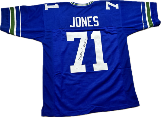 Walter Jones Signed Seahawks Football Jersey (PIA) Brown